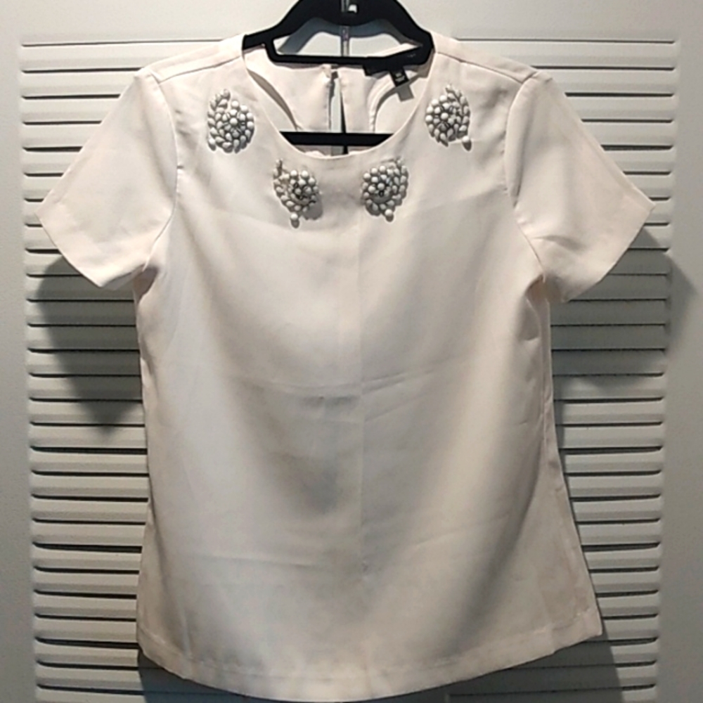 Banana Republic White Embellished Blouse